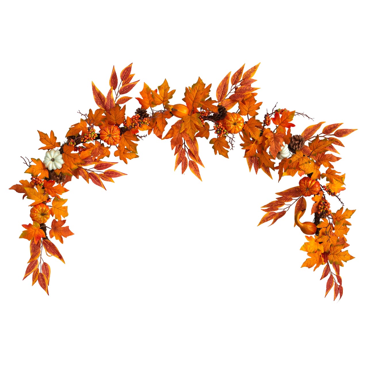 68" Maple Leaves, Pumpkins, Gourds, Berries & Pinecones Fall Garland